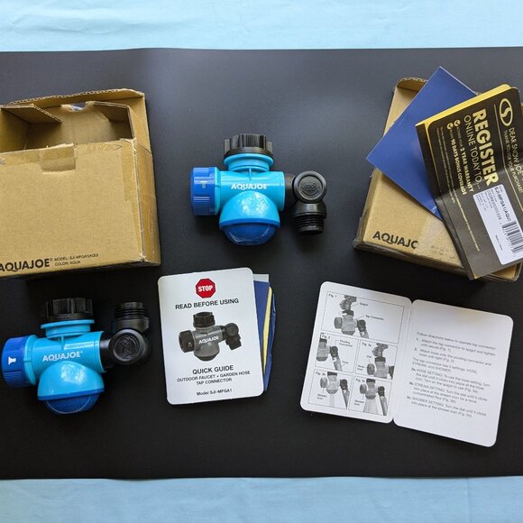 Aqua Joe Multi-Function Outdoor Faucet and Garden Hose Tap Connector 2 pack - Picture 2 of 12